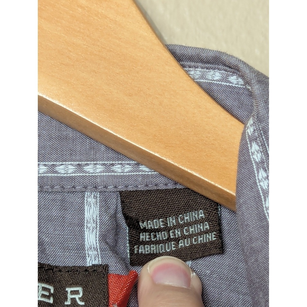 Roper Western Shirt Mens Large Grey Stripe Pearl Snap Embroidered 1-01-017-310GY - Picture 5 of 16